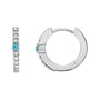 Sapphire Row Natural Gemstone Pavé Accented Hoop Earrings - Blue Zircon, Platinum