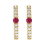 Sapphire Row Natural Gemstone Pavé Accented Hoop Earrings - Ruby, 14K Yellow Gold (view 2)