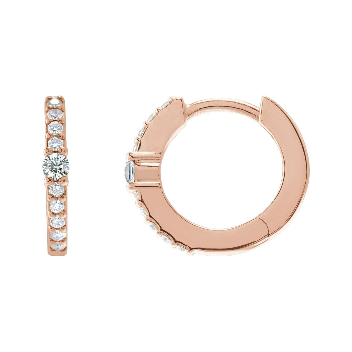 Sapphire Row Natural Gemstone Pavé Accented Hoop Earrings - Diamond, 14K Rose Gold