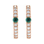 Sapphire Row Natural Gemstone Pavé Accented Hoop Earrings - Emerald, 14K Rose Gold (view 2)