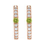 Sapphire Row Natural Gemstone Pavé Accented Hoop Earrings - Peridot, 14K Rose Gold (view 2)