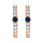 Sapphire Row Natural Gemstone Pavé Accented Hoop Earrings - Blue Sapphire, 14K Rose Gold (view 2)
