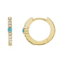 Sapphire Row Natural Gemstone Pavé Accented Hoop Earrings - Blue Zircon, 14K Yellow Gold