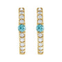 Sapphire Row Natural Gemstone Pavé Accented Hoop Earrings - Blue Zircon, 14K Yellow Gold (view 2)