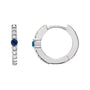 Sapphire Row Natural Gemstone Pavé Accented Hoop Earrings - Blue Sapphire, 14K White Gold