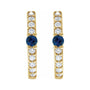 Sapphire Row Natural Gemstone Pavé Accented Hoop Earrings - Blue Sapphire, 14K Yellow Gold (view 2)