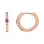 Sapphire Row Natural Gemstone Pavé Accented Hoop Earrings - Pink Tourmaline, 14K Rose Gold