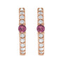 Sapphire Row Natural Gemstone Pavé Accented Hoop Earrings - Pink Tourmaline, 14K Rose Gold (view 2)