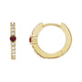 Sapphire Row Natural Gemstone Pavé Accented Hoop Earrings - Mozambique Garnet, 14K Yellow Gold