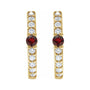 Sapphire Row Natural Gemstone Pavé Accented Hoop Earrings - Mozambique Garnet, 14K Yellow Gold (view 2)