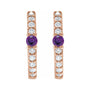 Sapphire Row Natural Gemstone Pavé Accented Hoop Earrings - Amethyst, 14K Rose Gold (view 2)