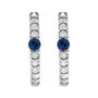 Sapphire Row Natural Gemstone Pavé Accented Hoop Earrings - Blue Sapphire, Platinum (view 2)