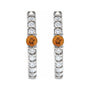 Sapphire Row Natural Gemstone Pavé Accented Hoop Earrings - Citrine, 14K White Gold (view 2)