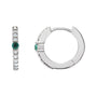 Sapphire Row Lab-Grown Gemstone Pavé Accented Hoop Earrings - Emerald, Platinum