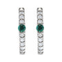 Sapphire Row Lab-Grown Gemstone Pavé Accented Hoop Earrings - Emerald, Platinum (view 2)