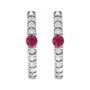 Sapphire Row Lab-Grown Gemstone Pavé Accented Hoop Earrings - Ruby, Platinum (view 2)