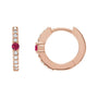 Sapphire Row Lab-Grown Gemstone Pavé Accented Hoop Earrings - Ruby, 14K Rose Gold