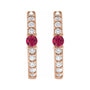 Sapphire Row Lab-Grown Gemstone Pavé Accented Hoop Earrings - Ruby, 14K Rose Gold (view 2)