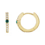 Sapphire Row Lab-Grown Gemstone Pavé Accented Hoop Earrings - Emerald, 14K Yellow Gold