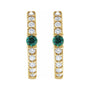 Sapphire Row Lab-Grown Gemstone Pavé Accented Hoop Earrings - Emerald, 14K Yellow Gold (view 2)