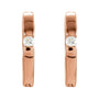 Sapphire Row Natural Diamond Flush-Set Huggie Earrings - 14K Rose Gold (view 2)