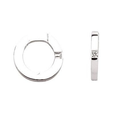 Sapphire Row Natural Diamond Flush-Set Huggie Earrings - 14K White Gold