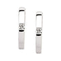 Sapphire Row Natural Diamond Flush-Set Huggie Earrings - 14K White Gold (view 2)