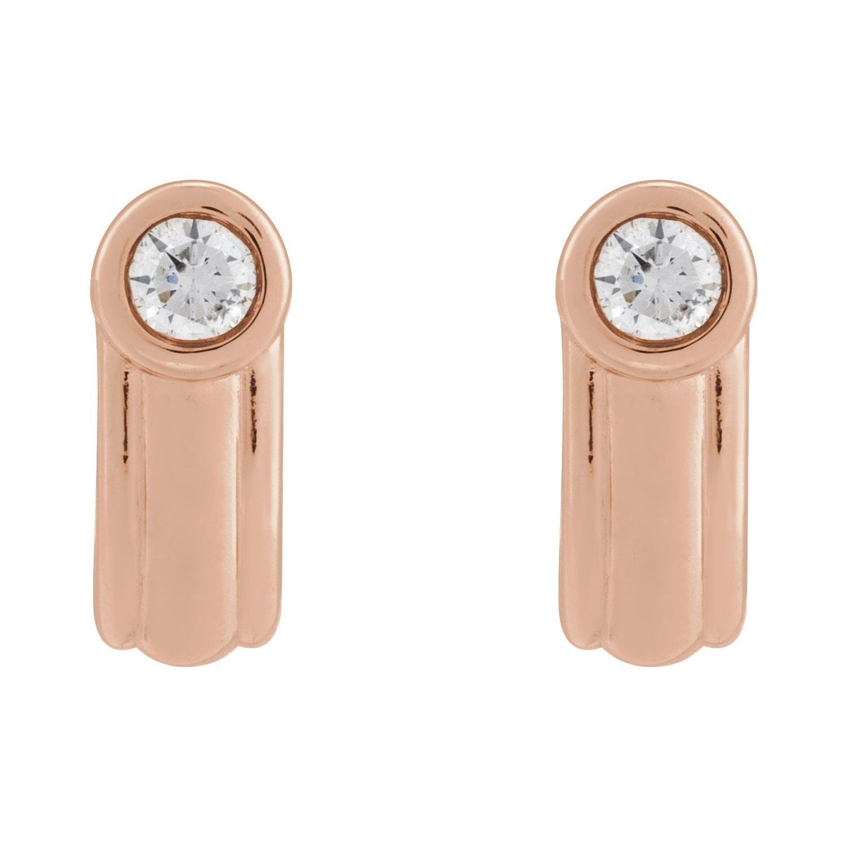 Sapphire Row Lab-Grown Diamond Solitaire J-Hoop Earrings - 14K Rose Gold (view 2)