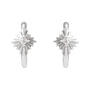 Sapphire Row Natural Diamond Star Huggie Earrings - 14K White Gold (view 2)
