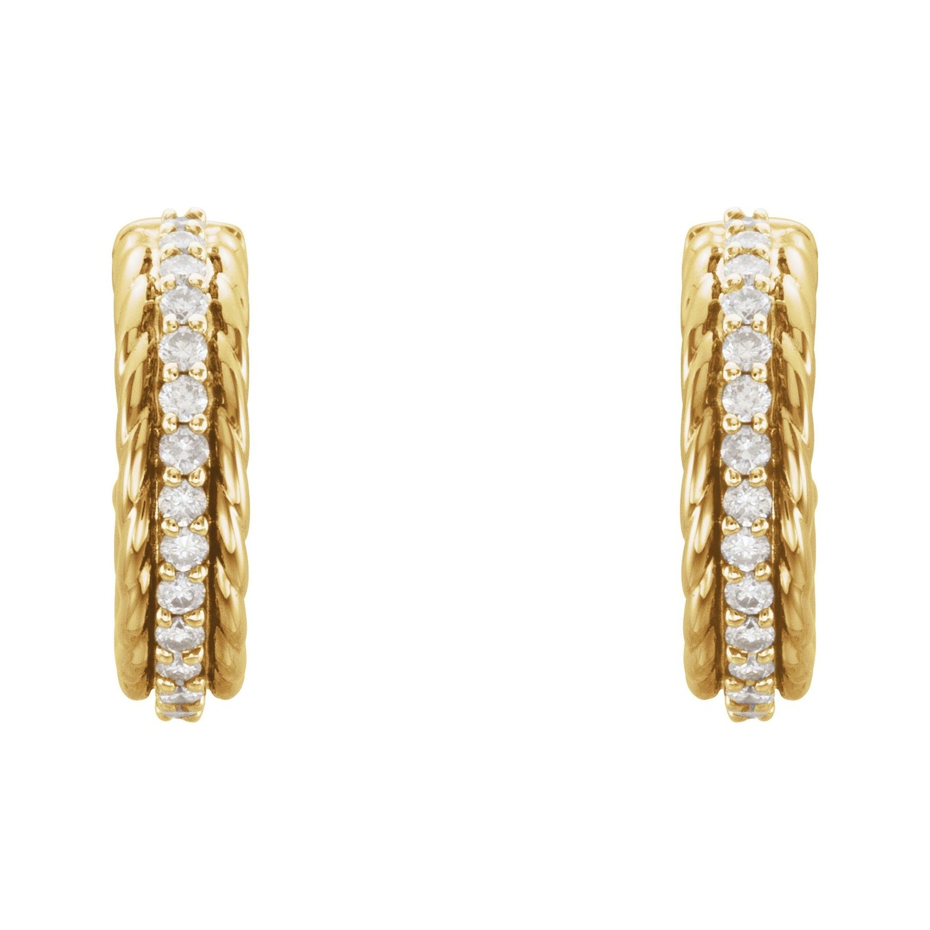 Sapphire Row Natural Diamond Rope Hoop Earrings - 14K Yellow Gold (view 2)