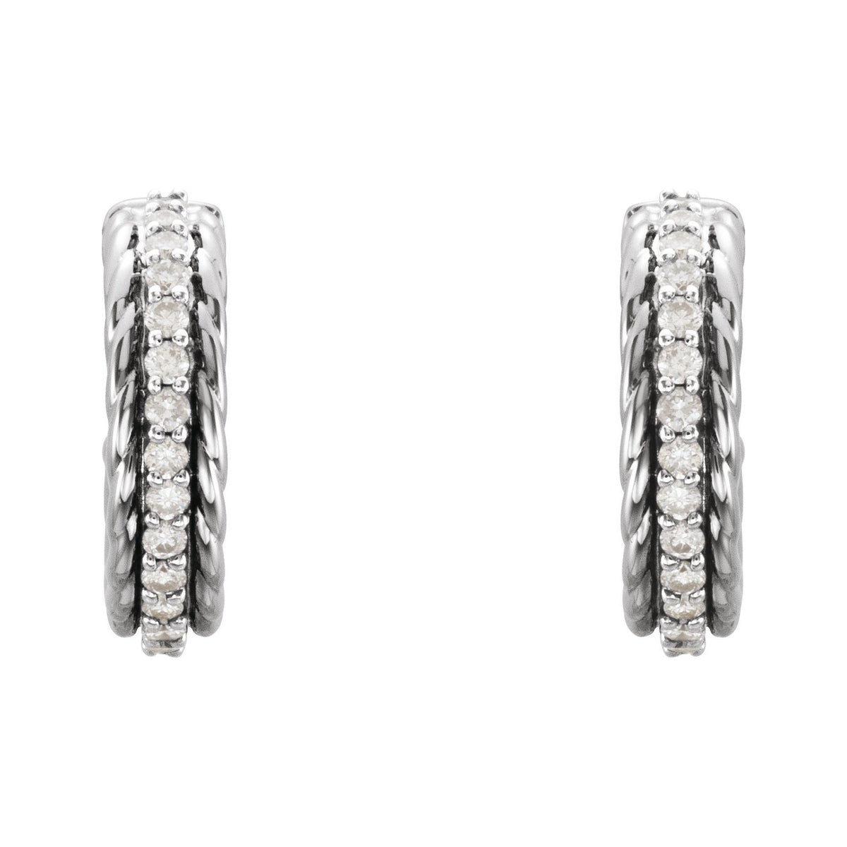 Sapphire Row Natural Diamond Rope Hoop Earrings - Platinum (view 2)