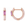 Sapphire Row Natural Pink Tourmaline & Pink Enamel Hinged Hoop Earrings - 14K Rose Gold