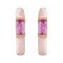 Sapphire Row Natural Pink Tourmaline & Pink Enamel Hinged Hoop Earrings - 14K Rose Gold (view 2)
