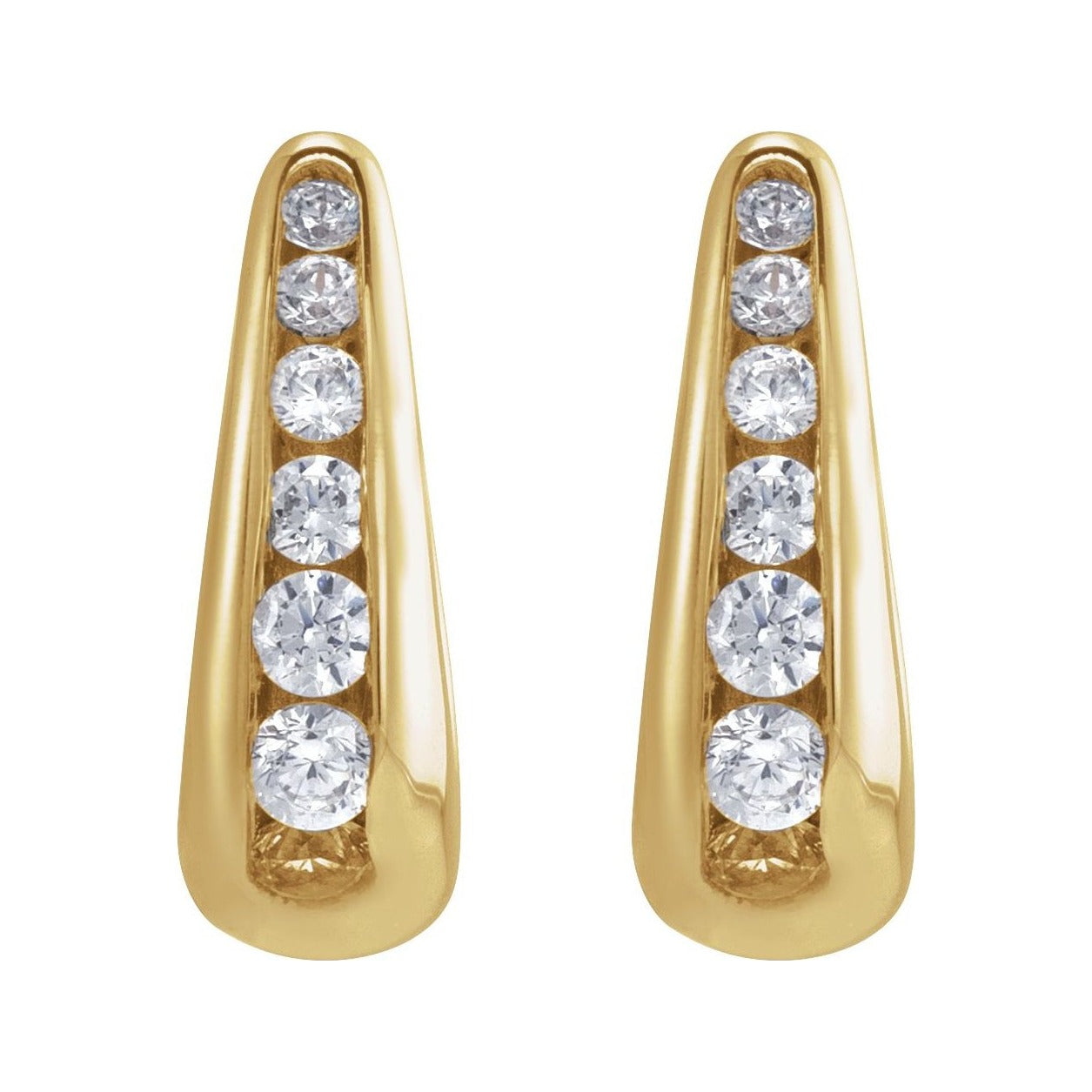 Sapphire Row Lab-Grown Diamond Graduated Squared Huggie Earrings - 14K Yellow Gold (view 2)