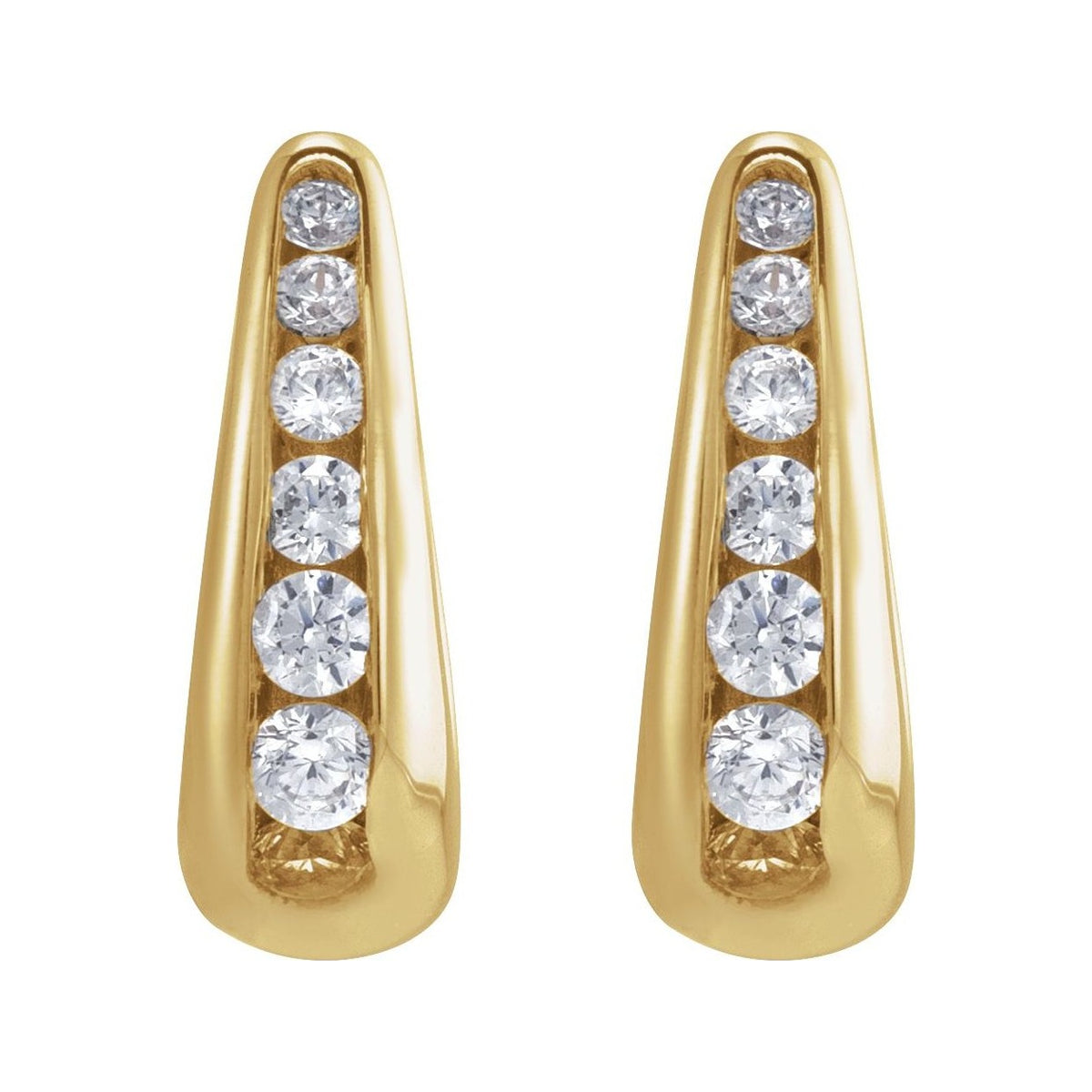 Sapphire Row Lab-Grown Diamond Graduated Squared Huggie Earrings - 14K Yellow Gold (view 2)