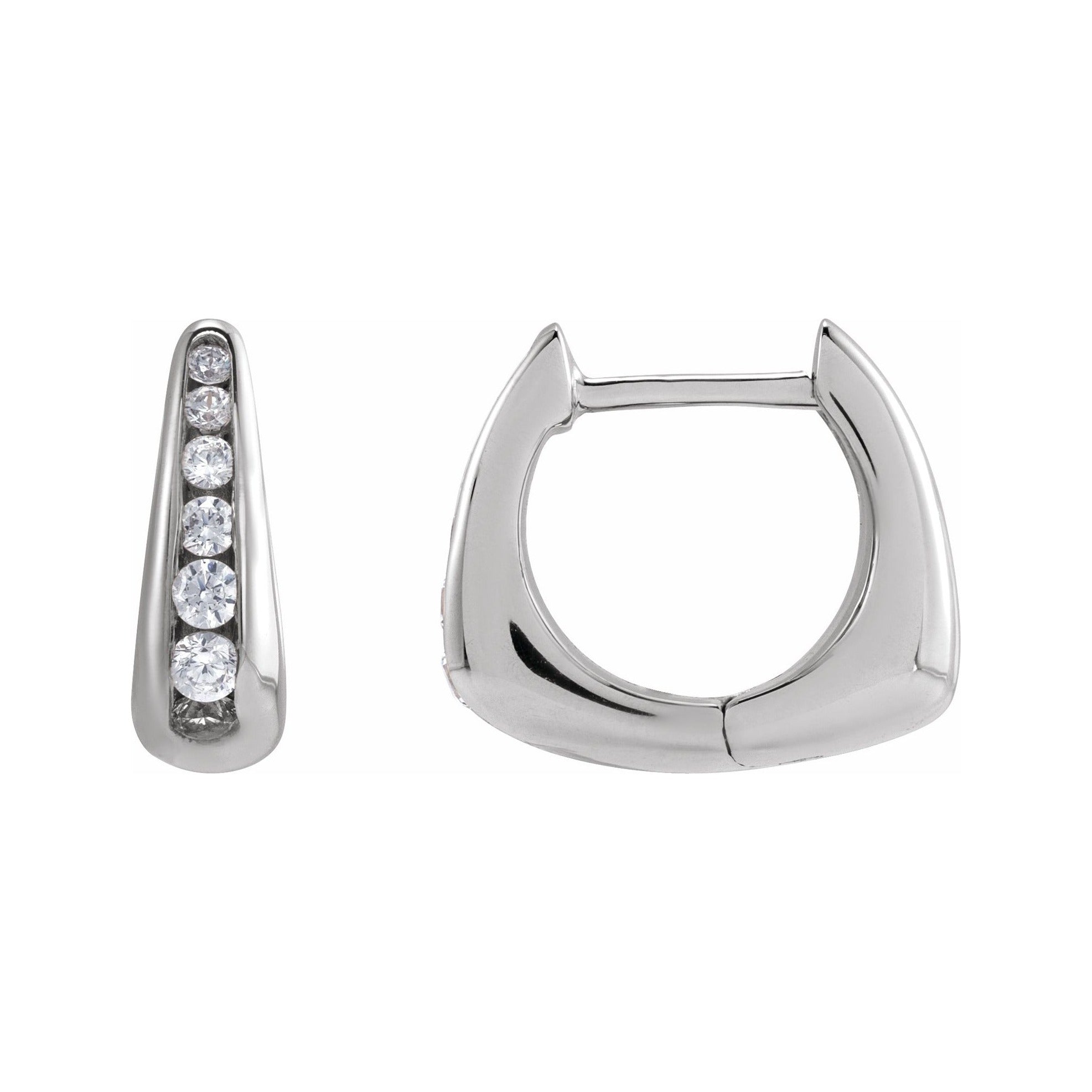Sapphire Row Lab-Grown Diamond Graduated Squared Huggie Earrings - 14K White Gold