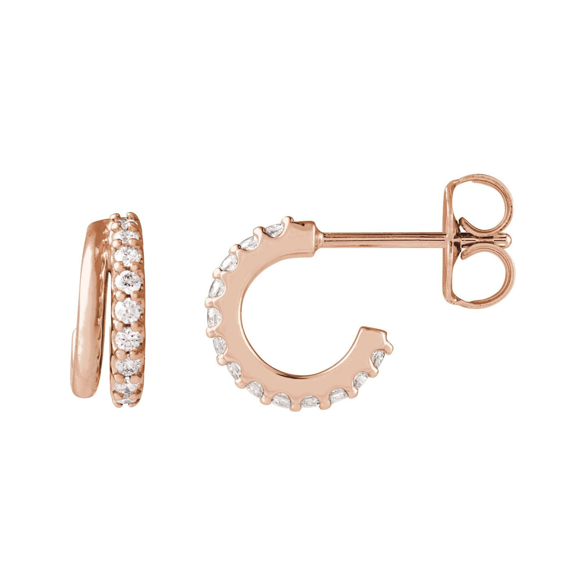 Sapphire Row Lab-Grown Diamond Double Hoop Earrings - 14K Rose Gold