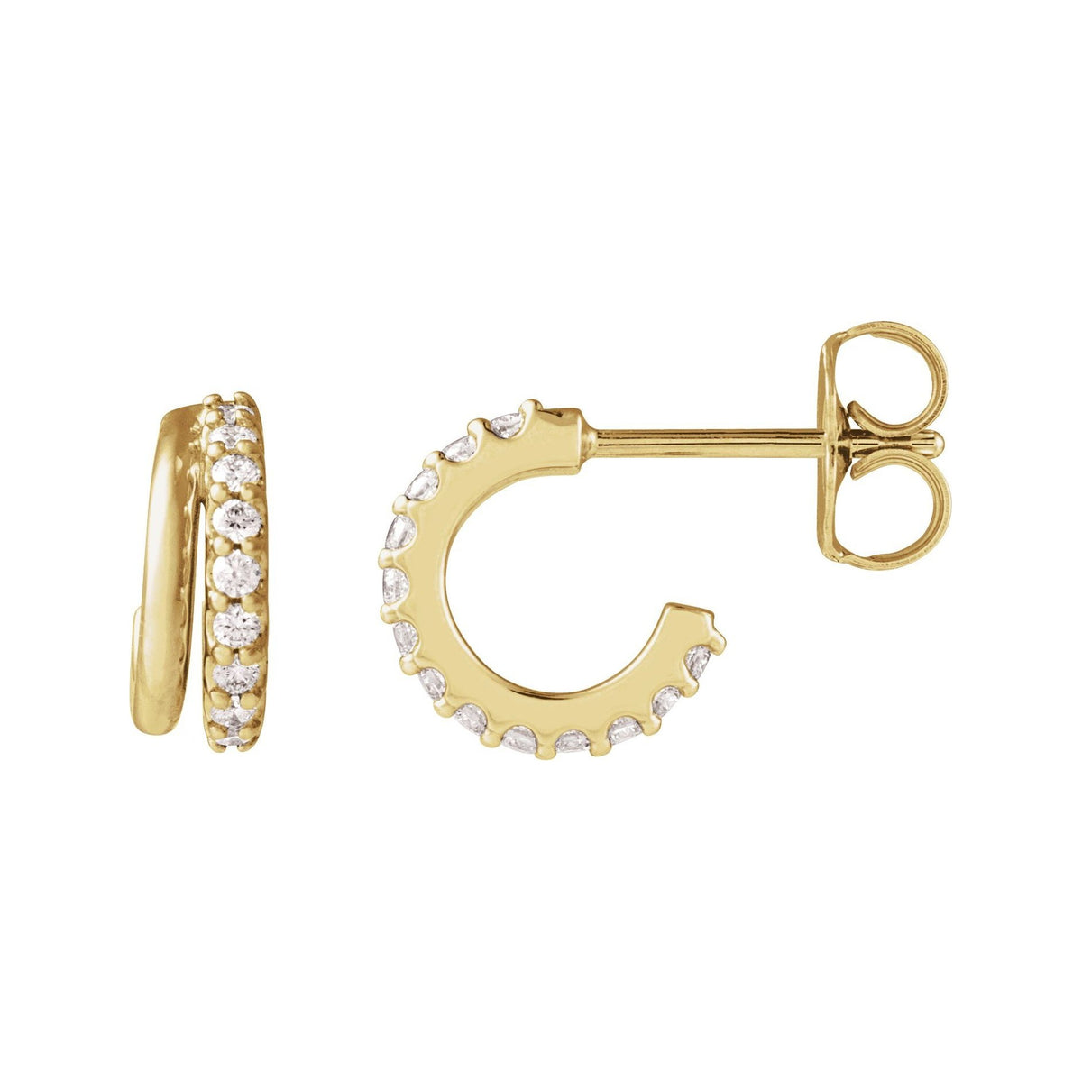 Sapphire Row Lab-Grown Diamond Double Hoop Earrings - 14K Yellow Gold (view 2)