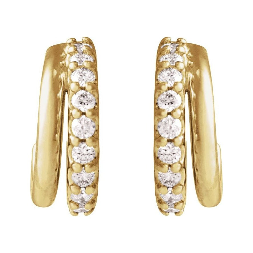 Sapphire Row Lab-Grown Diamond Double Hoop Earrings - 14K Yellow Gold (view 3)