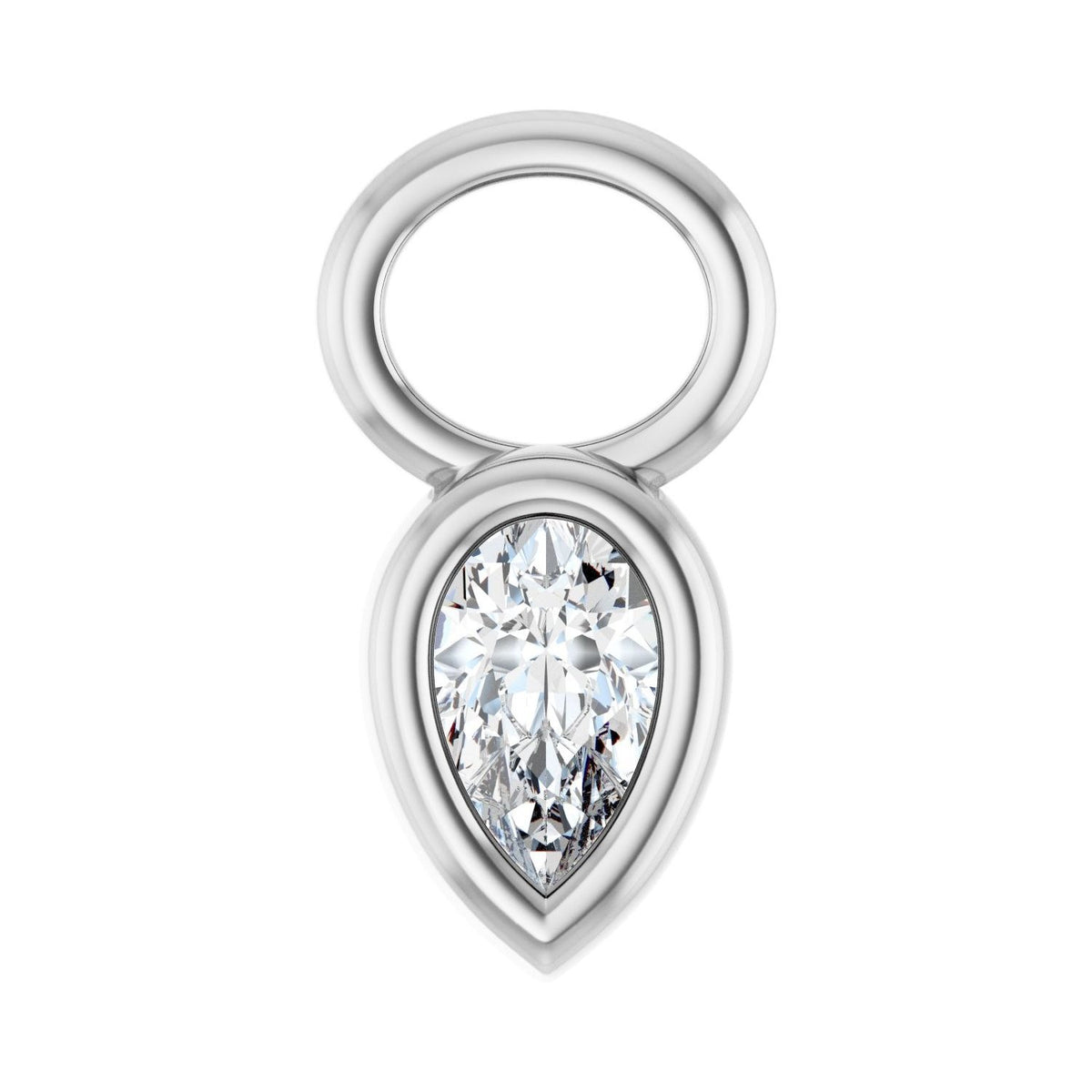 Sapphire Row Natural Diamond Pear Bezel Hoop Charm - 14K White Gold, 5 × 3 mm · 1/5 ct