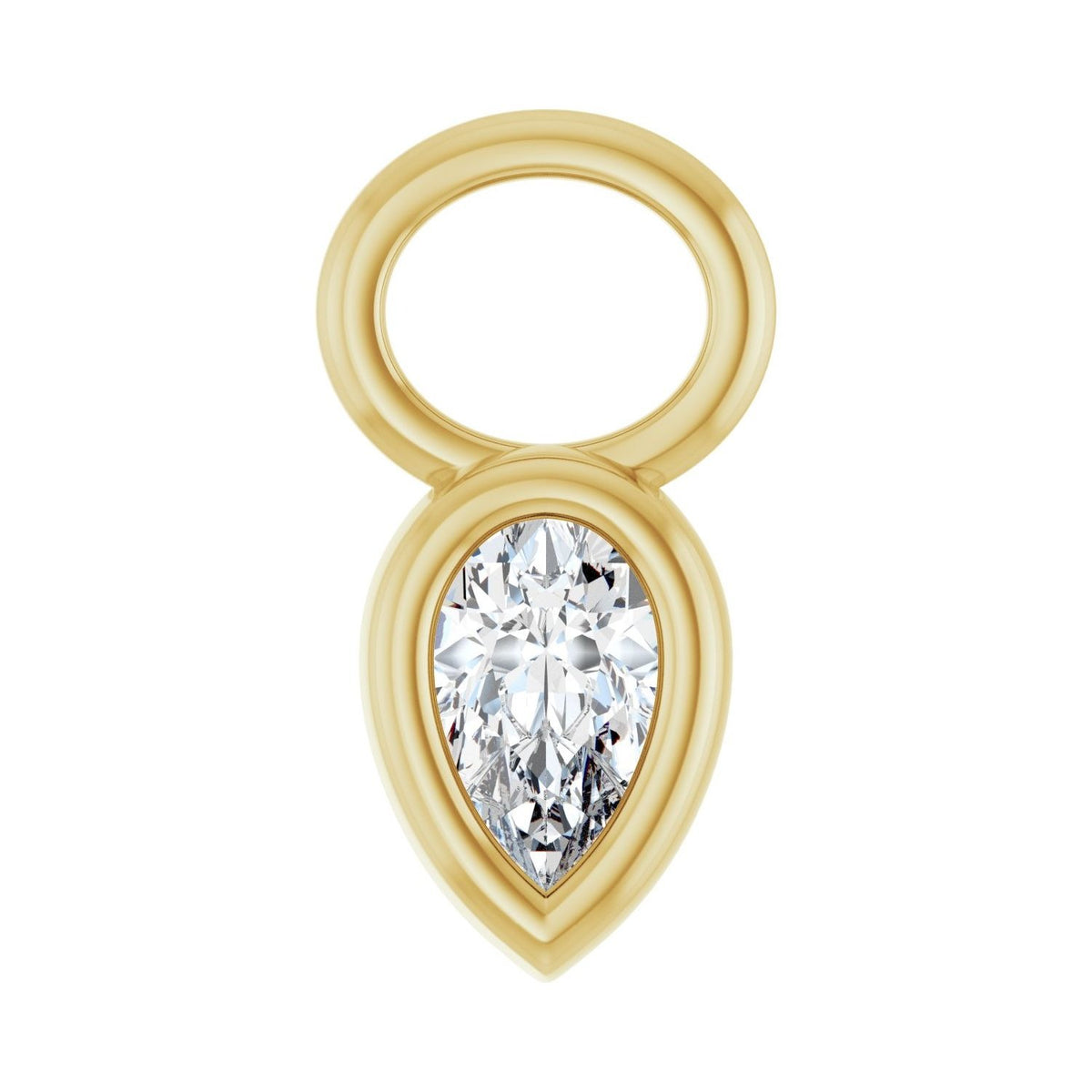 Sapphire Row Natural Diamond Pear Bezel Hoop Charm - 14K Yellow Gold, 5 × 3 mm · 1/5 ct