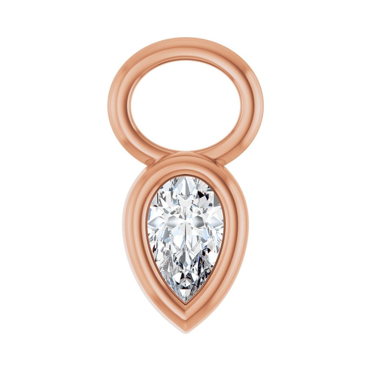 Sapphire Row Natural Diamond Pear Bezel Hoop Charm - 14K Rose Gold, 5 × 3 mm · 1/5 ct