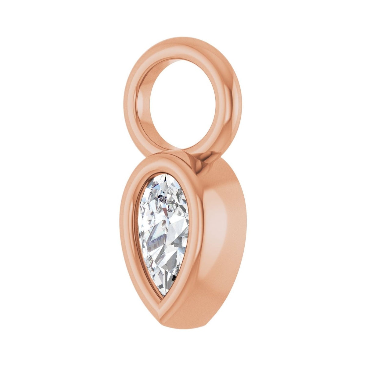 Sapphire Row Natural Diamond Pear Bezel Hoop Charm - 14K Rose Gold, 5 × 3 mm · 1/5 ct (view 2)