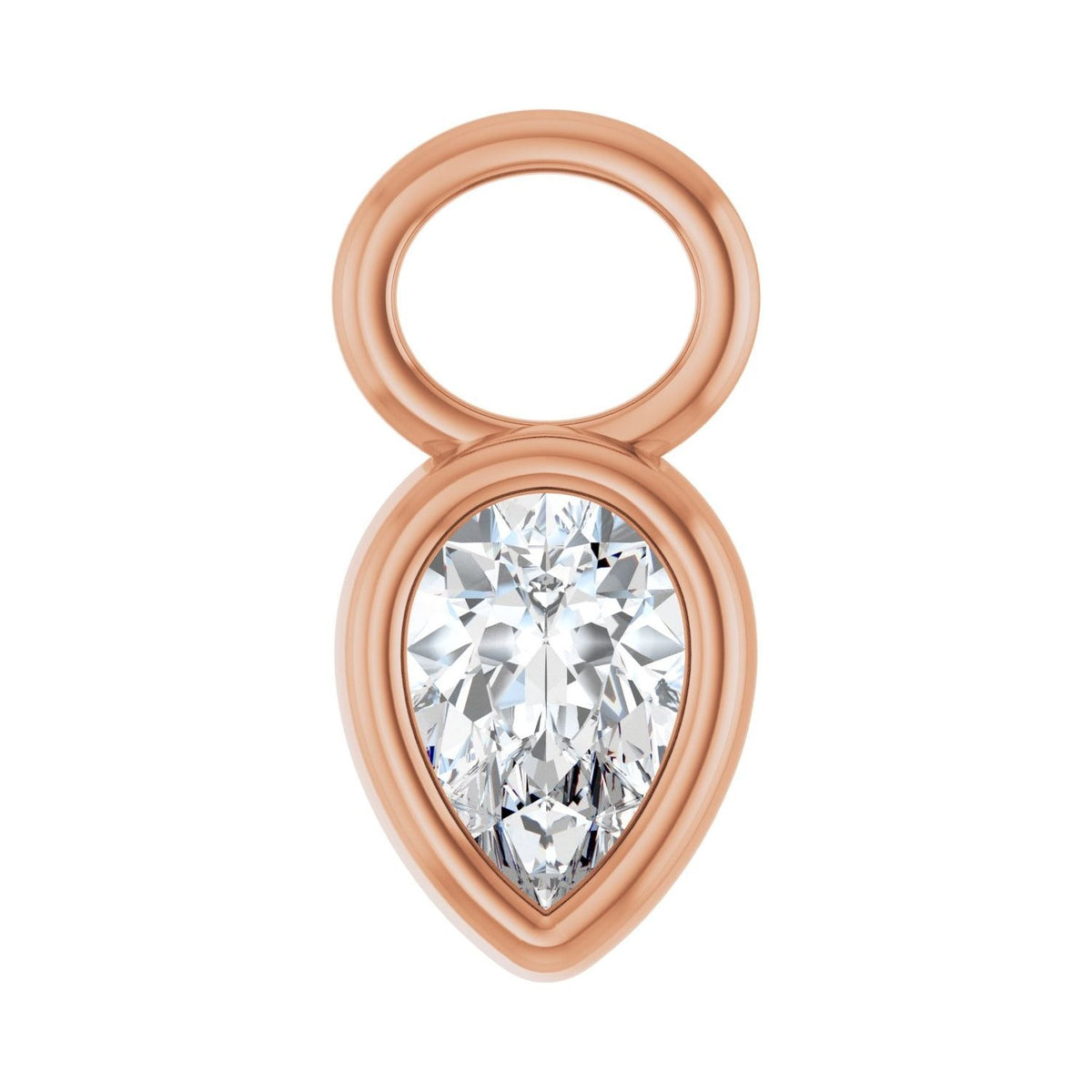 Sapphire Row Natural Diamond Pear Bezel Hoop Charm - 14K Rose Gold, 6 × 4 mm · 1/3 ct