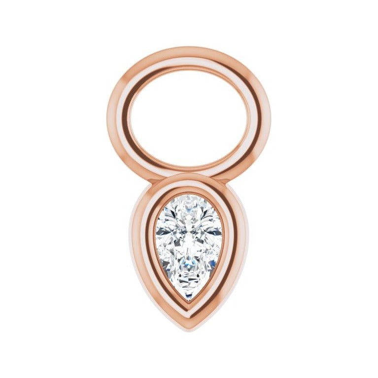 Sapphire Row Natural Diamond Pear Bezel Hoop Charm - 14K Rose Gold, 4 × 2.5 mm · 1/10 ct