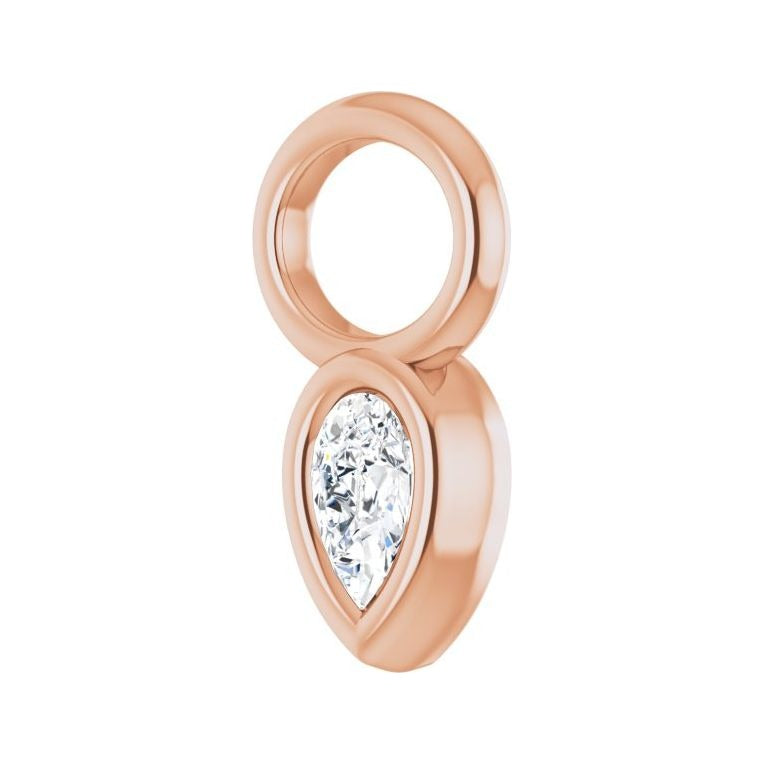 Sapphire Row Natural Diamond Pear Bezel Hoop Charm - 14K Rose Gold, 4 × 2.5 mm · 1/10 ct (view 2)
