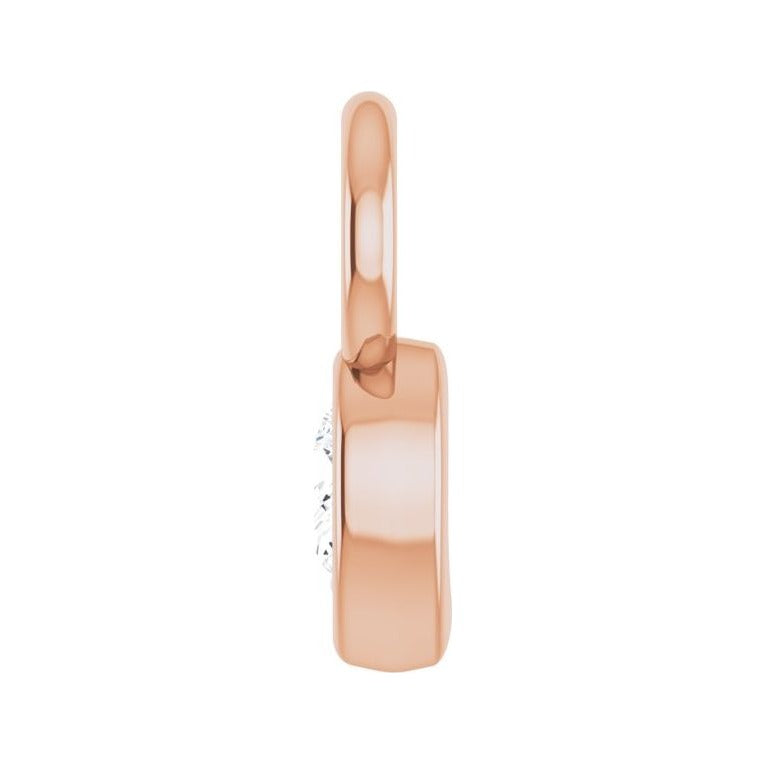 Sapphire Row Natural Diamond Pear Bezel Hoop Charm - 14K Rose Gold, 4 × 2.5 mm · 1/10 ct (view 3)