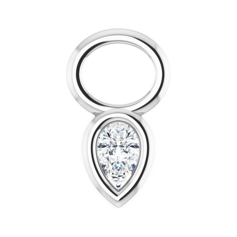 Sapphire Row Natural Diamond Pear Bezel Hoop Charm - 14K White Gold, 4 × 2.5 mm · 1/10 ct