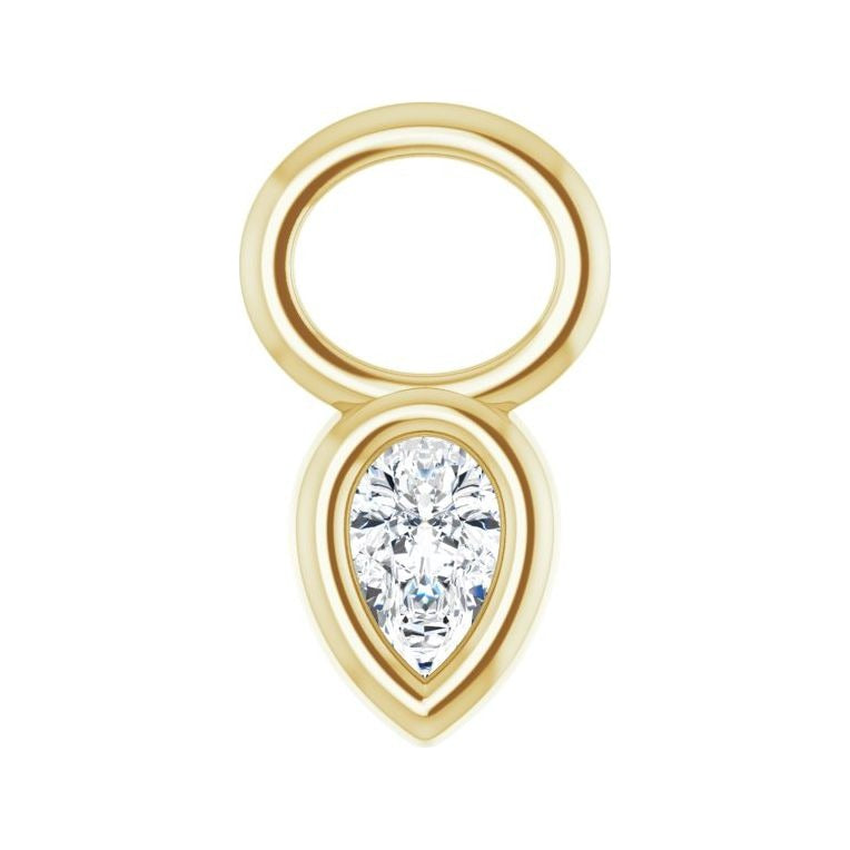 Sapphire Row Natural Diamond Pear Bezel Hoop Charm - 14K Yellow Gold, 4 × 2.5 mm · 1/10 ct