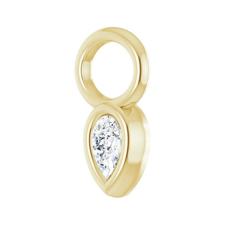 Sapphire Row Natural Diamond Pear Bezel Hoop Charm - 14K Yellow Gold, 4 × 2.5 mm · 1/10 ct (view 2)